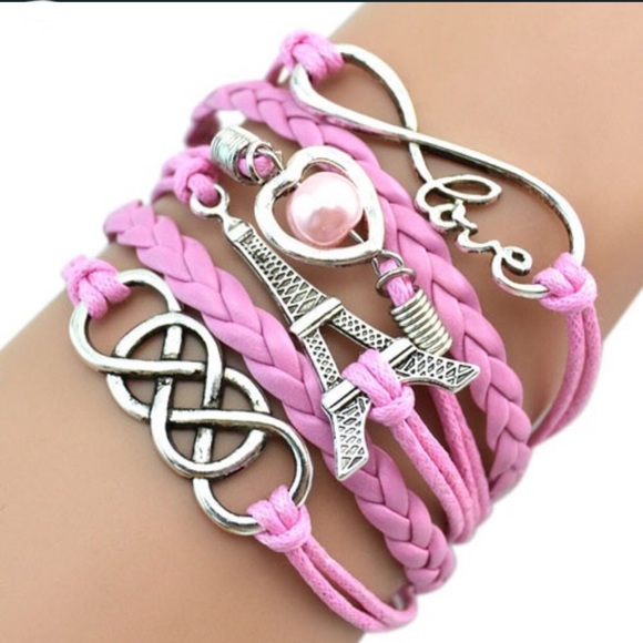 Jewelry - Pink multi layer love infinity bracelet